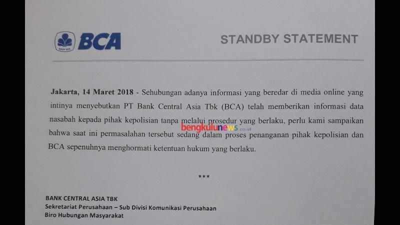 Ini Kata BCA Soal Tudingan Membuka Data Nasabah