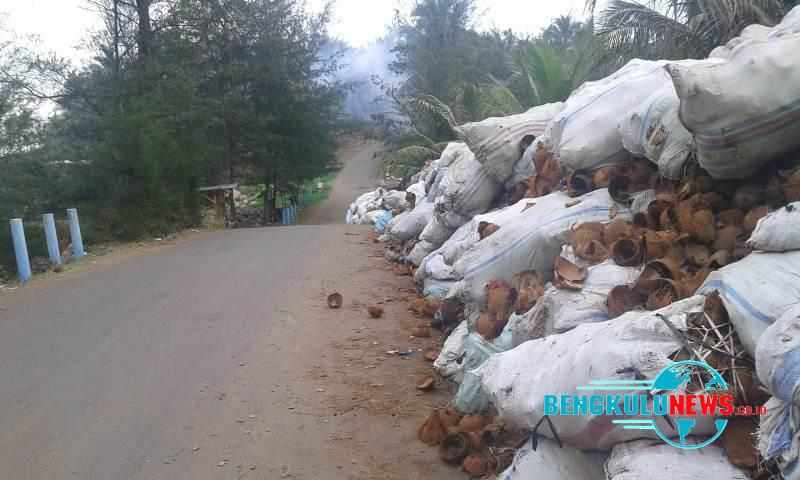 Tumpukan Tempurung Kelapa Rusak Pemandangan Objek Wisata Sungai Suci