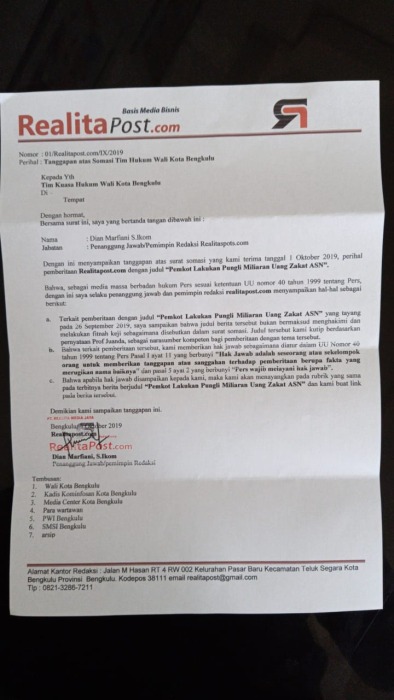 Disomasi Pemkot, Ini Tanggapan RealitasPost