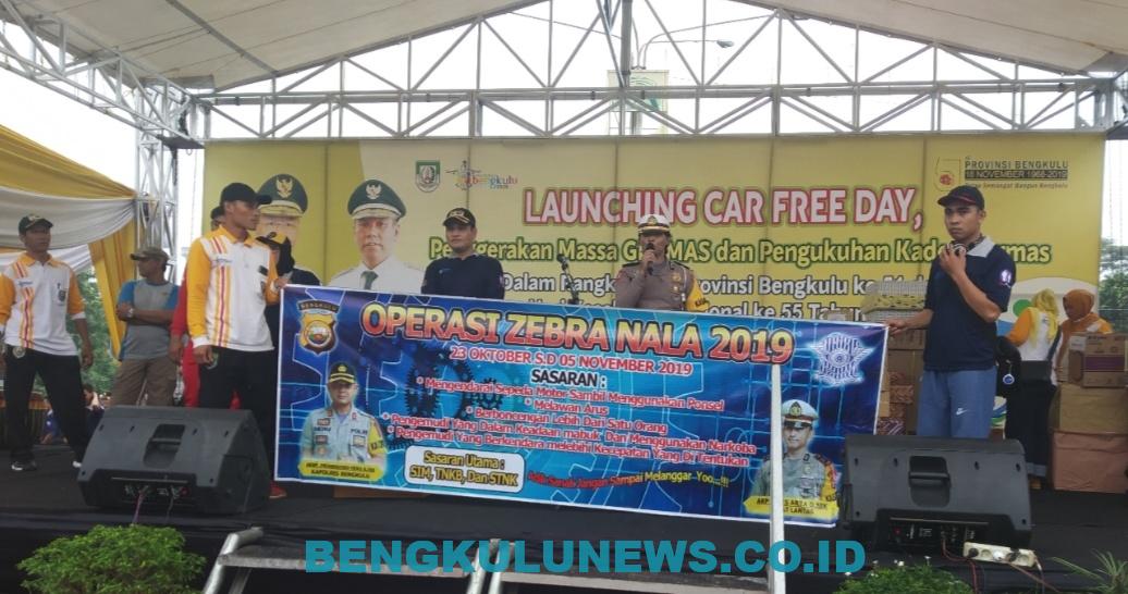Momen Car Free Day, Sat Lantas Polres Bengkulu Sosialisasi Ops Zebra Nala