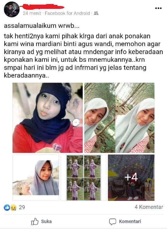 Penemuan Sandal Korban, Pentunjuk Wina Ditemukan Terkubur