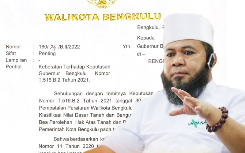 Walikota Bengkulu, Helmi Hasan mengajukan keberatan atas pencabutan Perwal Nomor 43  Tahun 2019 oleh Gubernur