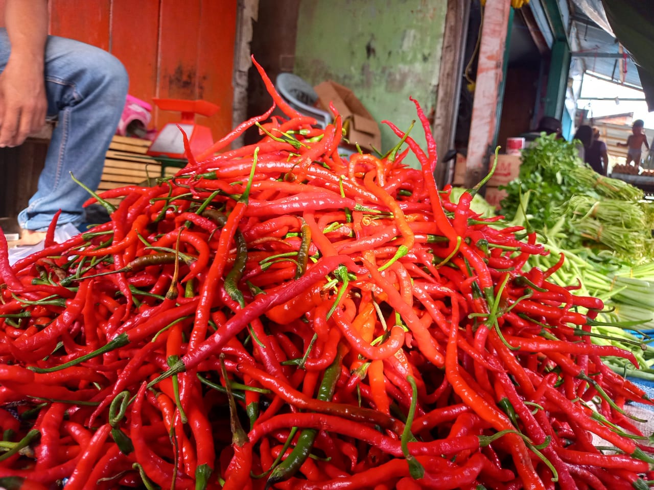 Pedagang cabe di salah satu pasar di Bengkulu. Foto, Dok.BN