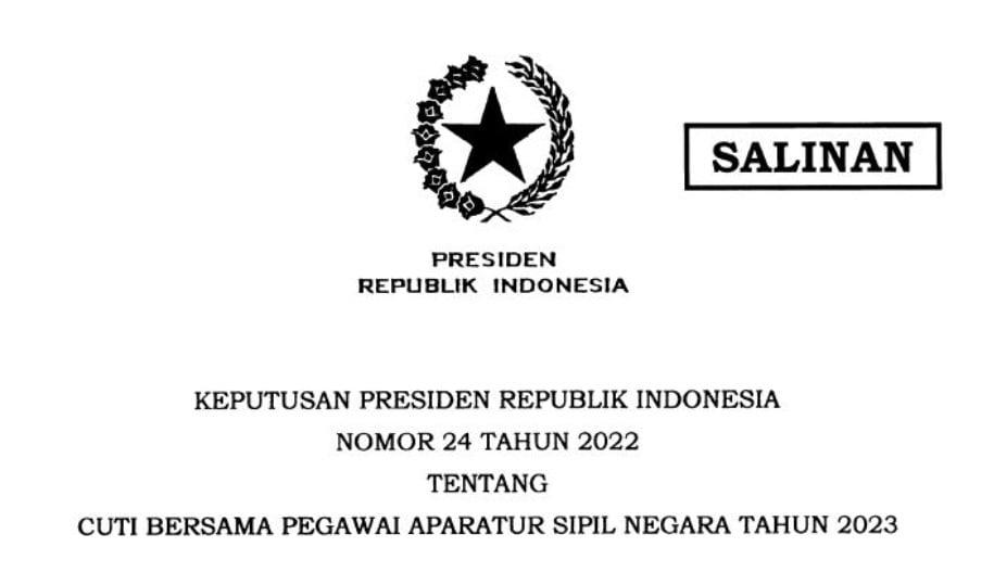 Tangkapan layar Keppres Nomor 24 Tahun 2022