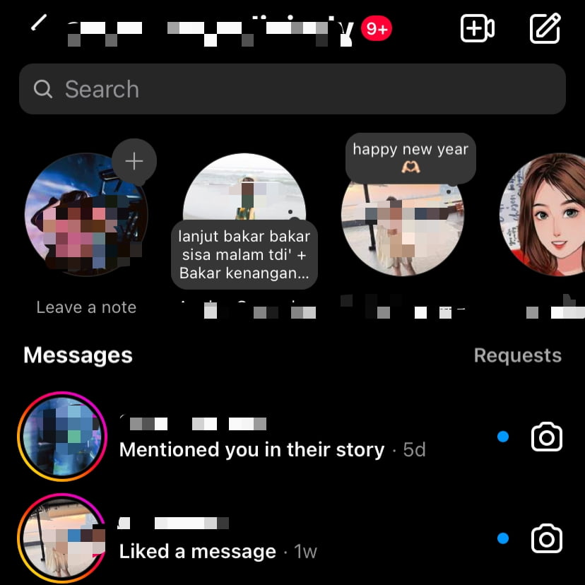 Tangkapan layar instagram note