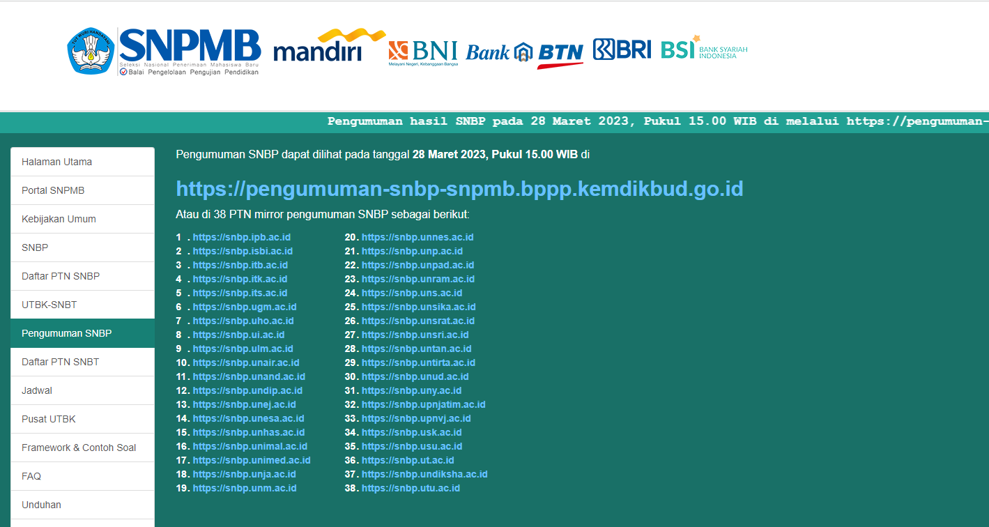 Link Untuk Cek Hasil Pengumuman SNBP Besok