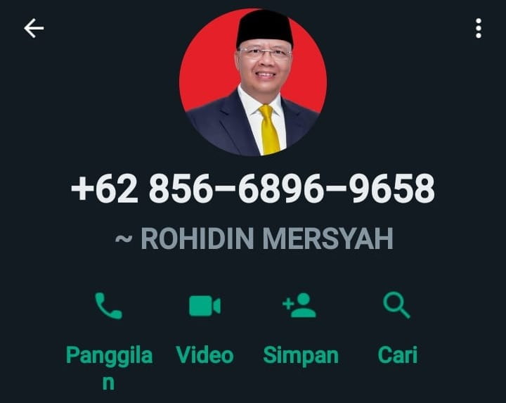 Nama dan Foto Gubernur Rohidin Mersyah Dicatut Penipu