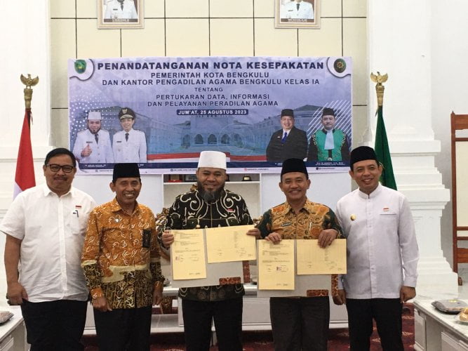 Pemkot Bengkulu Tandatangani MoU Pertukaran Data dengan Pengadilan Agama