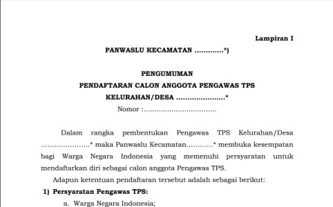 Juknis Pembentukan PTPS Pemilu 2024