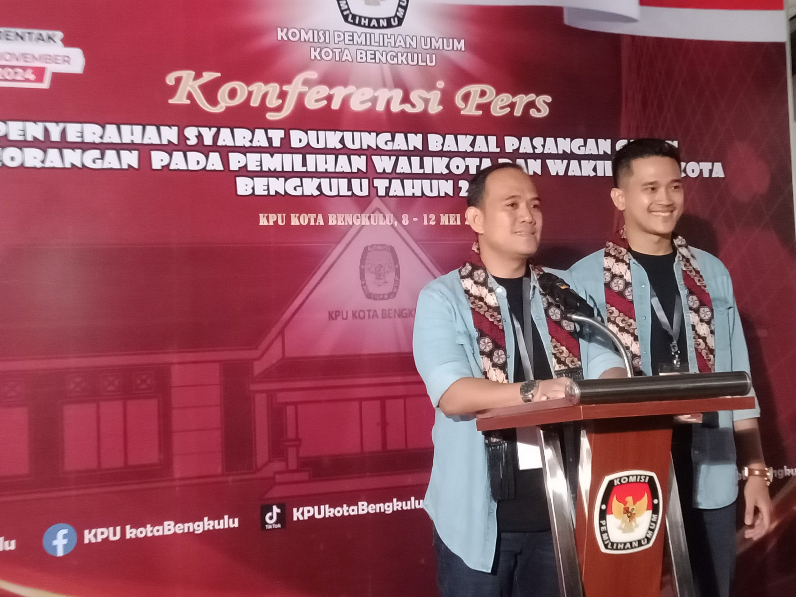 Pasangan Bakal Calon Walikota Bengkulu dari Jalur Independen Resmi Mendaftar ke KPU