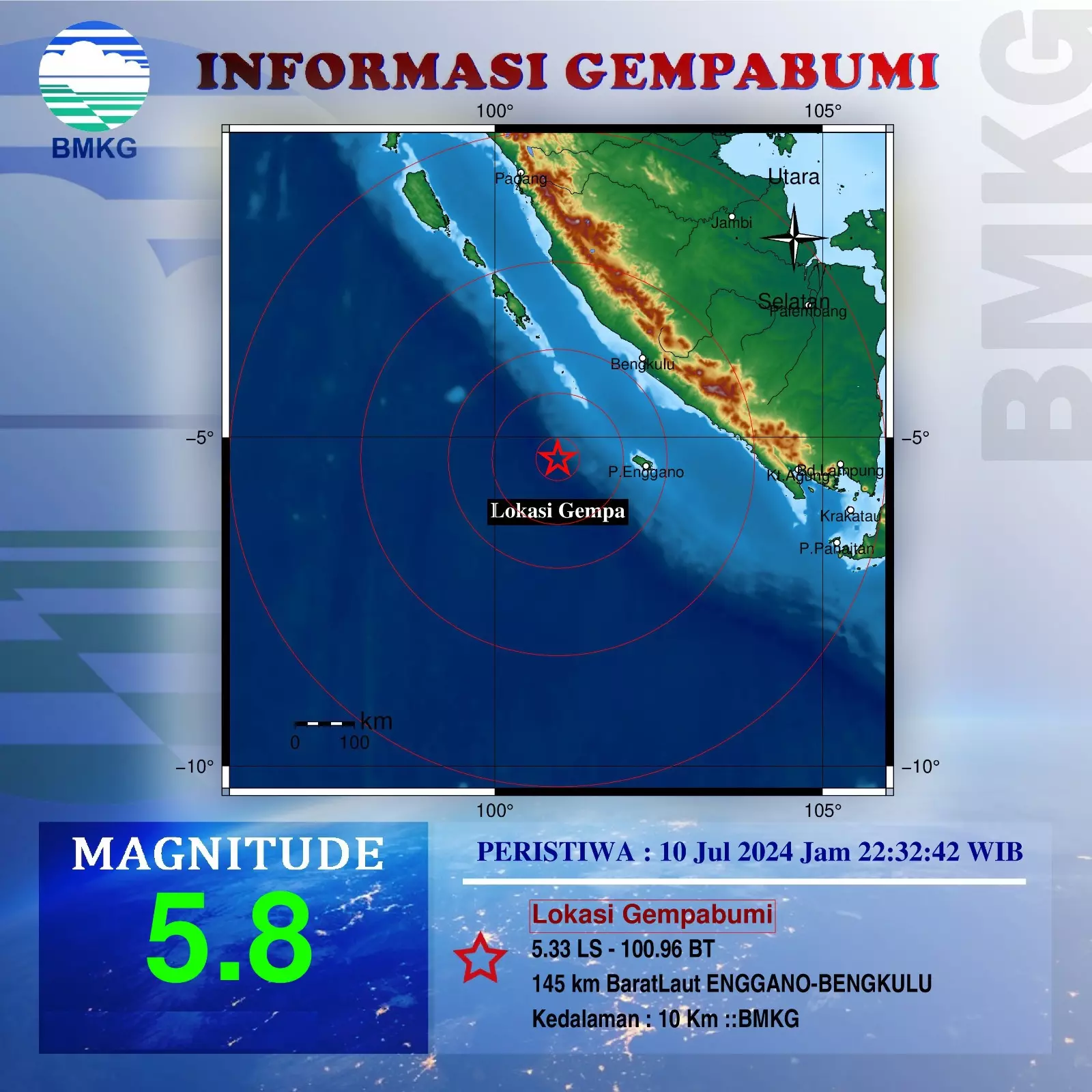 Gempa 5,8 SR Guncang Bengkulu, Masyarakat Diimbau Hati-hati Gempa Susulan