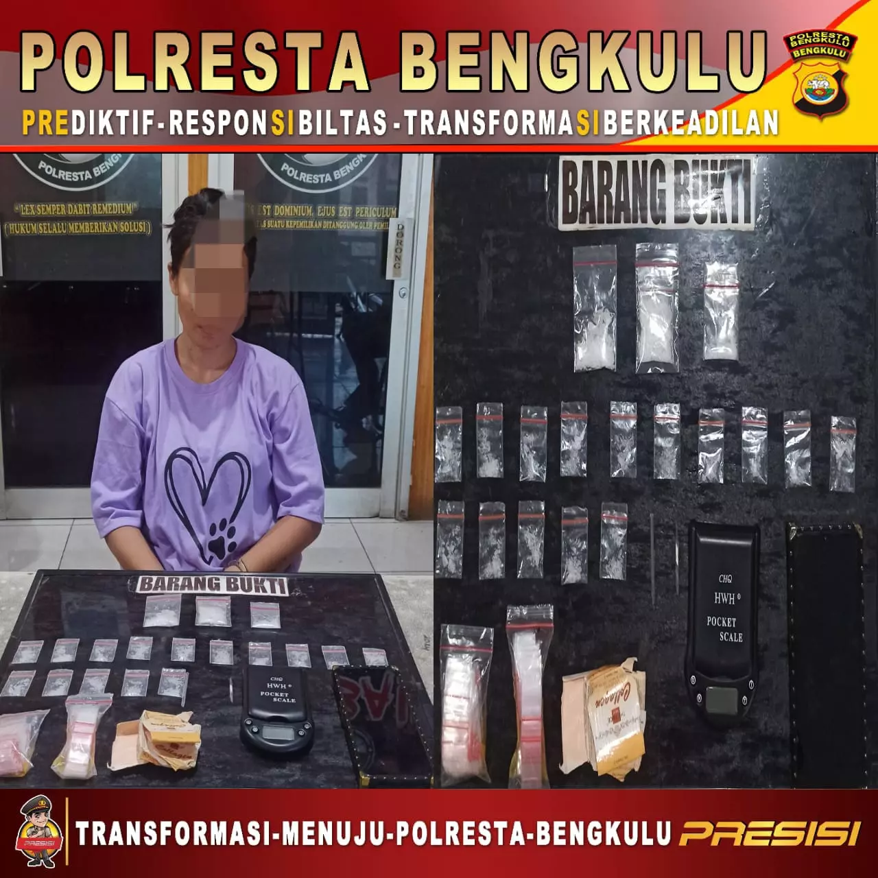 Edarkan Narkoba, IRT di Kota Bengkulu Diringkus Polisi