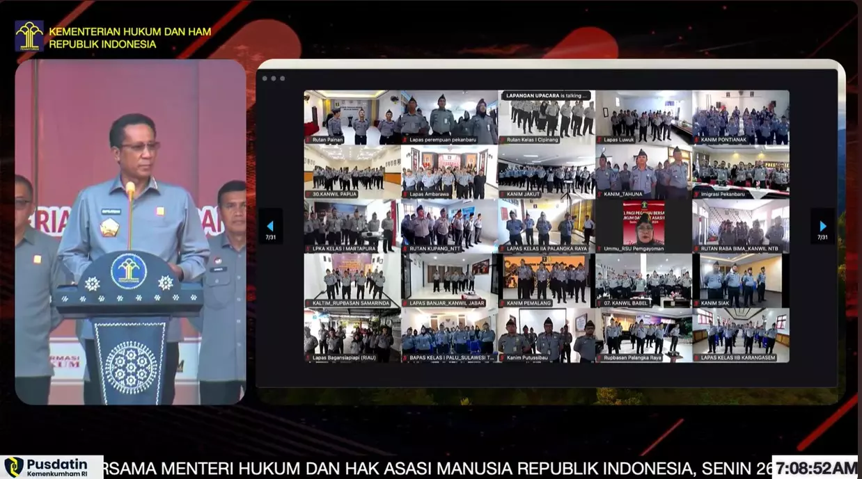 Kantor Imigrasi Bengkulu Ikuti Apel Pagi bersama Menkumham Supratman Andi Agtas