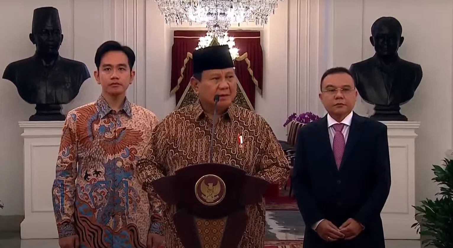 Prabowo Subianto Resmi Umumkan Susunan Kabinet Merah Putih, Ini Daftarnya