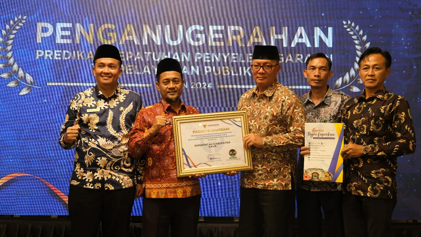 Ketiga Kalinya, Kaur Kembali Terima Penghargaan dari Ombudsman RI 