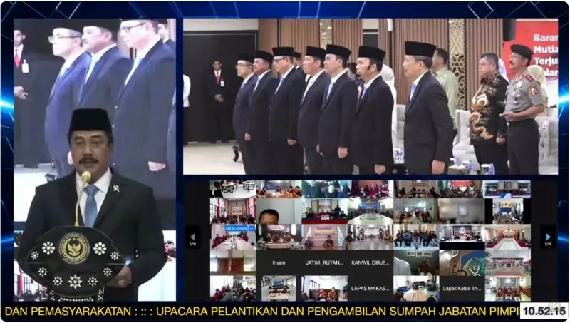 Kanim Bengkulu Ikuti Upacara Pengambilan Sumpah Jabatan Pimpinan Tinggi Kemenimipas Secara Daring