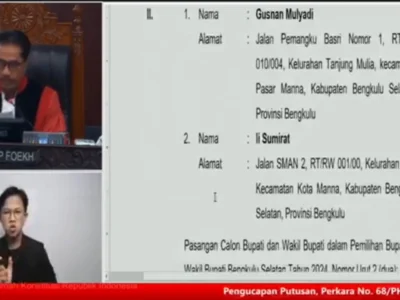 Gusnan Mulyadi Didiskualifikasi! MK Perintahkan PSU Bengkulu Selatan dalam 60 Hari