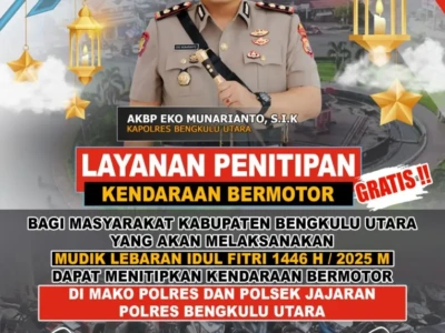 Polres Bengkulu Utara Buka Layanan Penitipan Motor Gratis untuk Pemudik