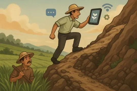 Pada sektor penyuluhan, keberadaan teknologi informasi dan komunikasi (TIK) memberikan dampak kemudahan dalam diseminasi inovasi penyuluhan. Ilustrasi, generate by AI