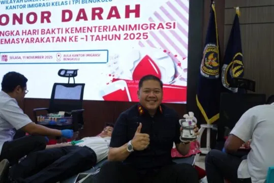 Kantor Imigrasi Bengkulu Gelar Donor Darah dalam Rangka Hari Bakti Kementerian Imigrasi dan Pemasyarakatan ke-1
