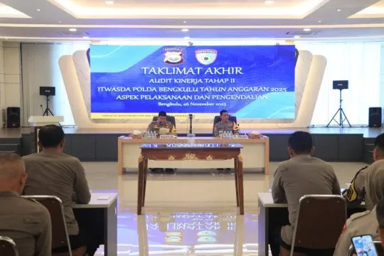 Wakapolda Bengkulu Tekankan Tindak Lanjut Rekomendasi dalam Taklimat Akhir Audit Kinerja Itwasda 2025