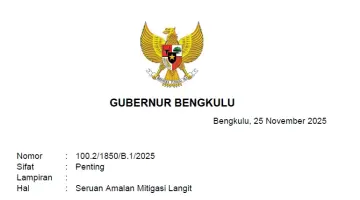Cegah Bencana, Gubernur Bengkulu Imbau Laksanakan Amalam Mitigasi Langit