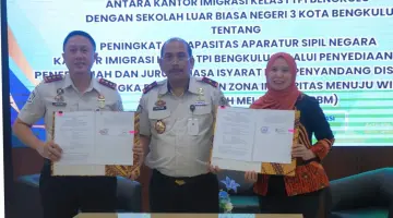 Kantor Imigrasi Kelas I TPI Bengkulu Teken PKS Juru Bahasa Isyarat dengan SLBN 3 Kota Bengkulu