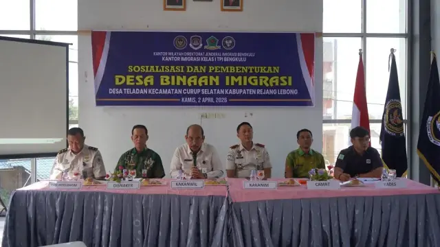 Sosialisasi pembentukan Desa Binaan Imigrasi di Desa Teladan, Kabupaten Rejang Lebong, Kamis (2/4/2026)