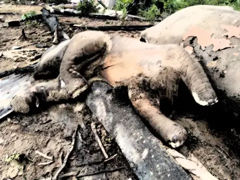 Dua ekor gajah yang mati di kawasan Hutan Produksi di Kabupaten Mukomuko