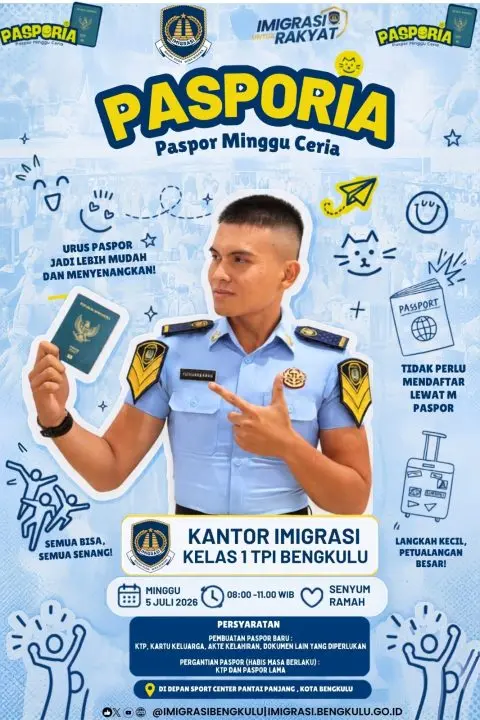 Pasporia Hadir di Bengkulu, Imigrasi Bengkulu Buka Layanan Paspor di Hari Minggu