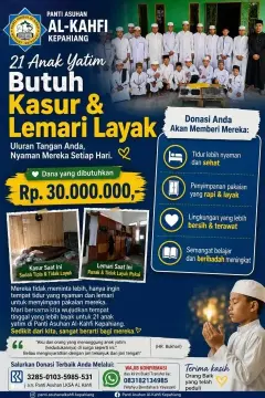 21 Anak Yatim Panti Asuhan Al-Kahfi Kepahiang Butuh Kasur dan Lemari Layak