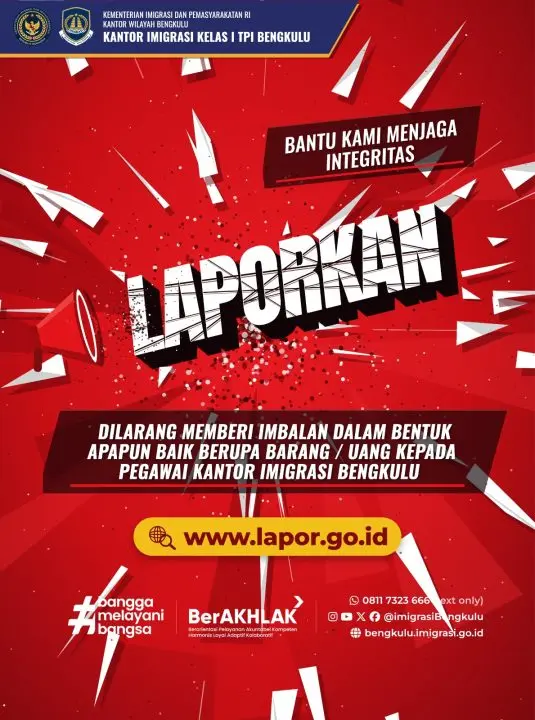 Kantor Imigrasi Kelas I TPI Bengkulu Teguhkan Komitmen sebagai Institusi Anti Gratifikasi