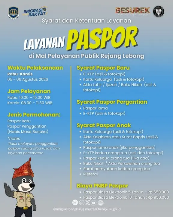 Layanan Paspor Hadir Kembali di MPP Rejang Lebong, Permudah Akses Masyarakat Urus Dokumen Keimigrasian