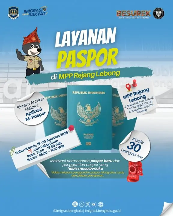 Permudah Masyarakat, Kanim Bengkulu Kembali Buka Layanan Paspor di Rejang Lebong