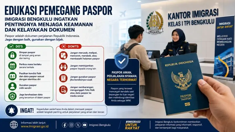 Edukasi Pemegang Paspor, Imigrasi Bengkulu Ingatkan Pentingnya Menjaga Keamanan dan Kelayakan Dokumen