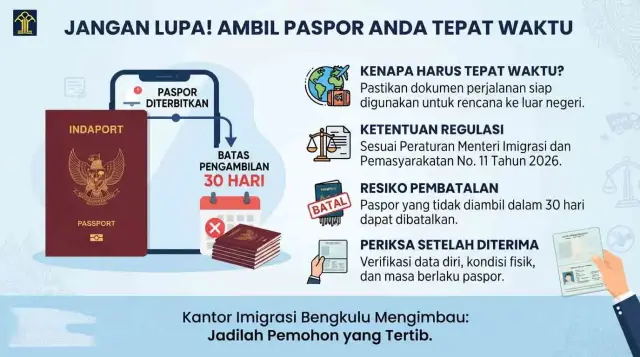 Ingat! Paspor Wajib Diambil Maksimal 30 Hari, Terlambat Bisa Berujung Pembatalan