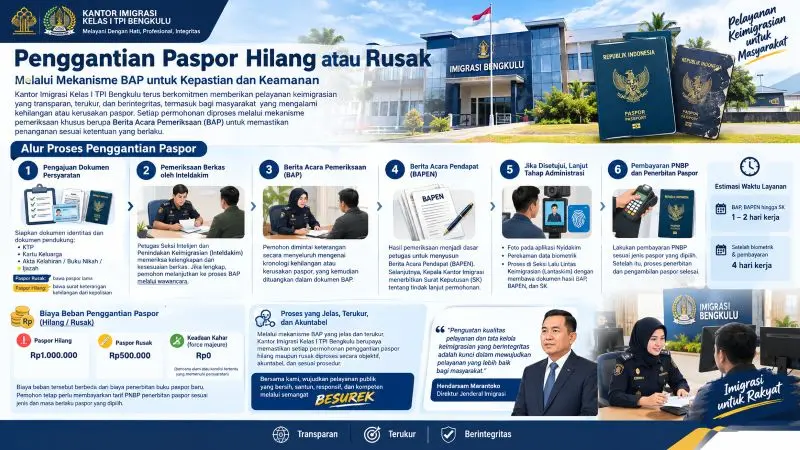 Paspor Hilang atau Rusak? Kenali Lokasi, Alur BAP, dan Biaya Penggantiannya di Imigrasi Bengkulu
