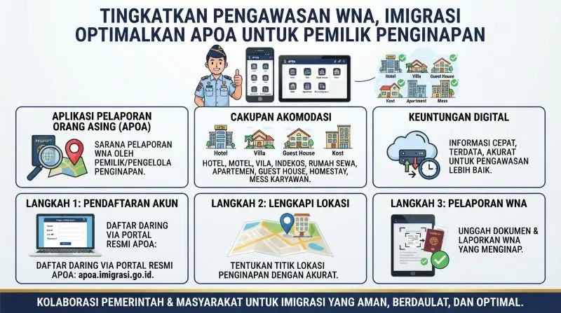 Tingkatkan Pengawasan WNA, Imigrasi Optimalkan APOA untuk Pemilik Penginapan