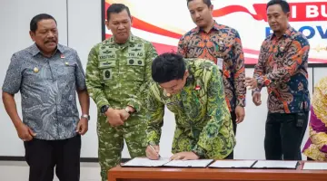 Penandatanganan kesepakatan bersama antara Pemprov Bengkulu, Kodam XXI/Radin Inten, serta pemerintah kabupaten dan kota se-Provinsi Bengkulu, Kamis (3/9).