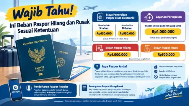 Wajib Tahu! Ini Beban Paspor Hilang dan Rusak Sesuai Ketentuan