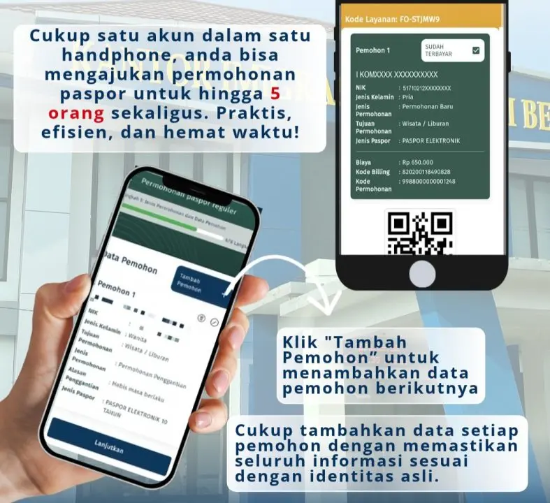 Satu Akun M-Paspor Bisa untuk Lima Pemohon, Ini Cara Menambahkan Data Pemohon