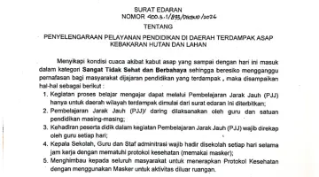 Kabut Asap Memburuk, Gubernur Bengkulu Berlakukan Pembelajaran Jarak Jauh