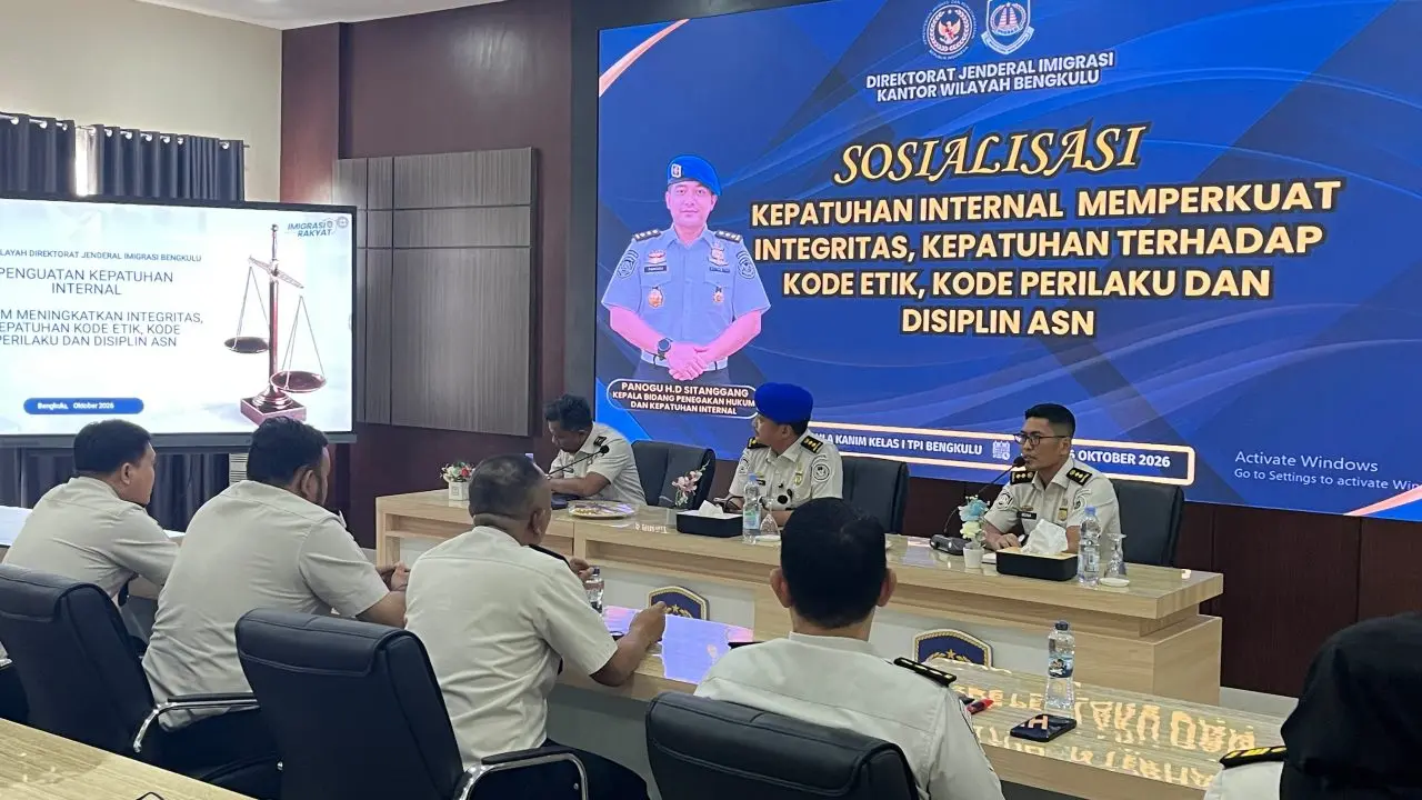 Perkuat Integritas ASN, Kanwil Ditjen Imigrasi Bengkulu Berikan Penguatan di Kanim Bengkulu