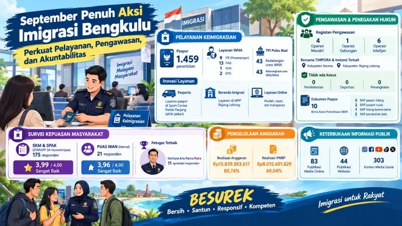 September Penuh Aksi, Imigrasi Bengkulu Perkuat Pelayanan, Pengawasan, dan Akuntabilitas
