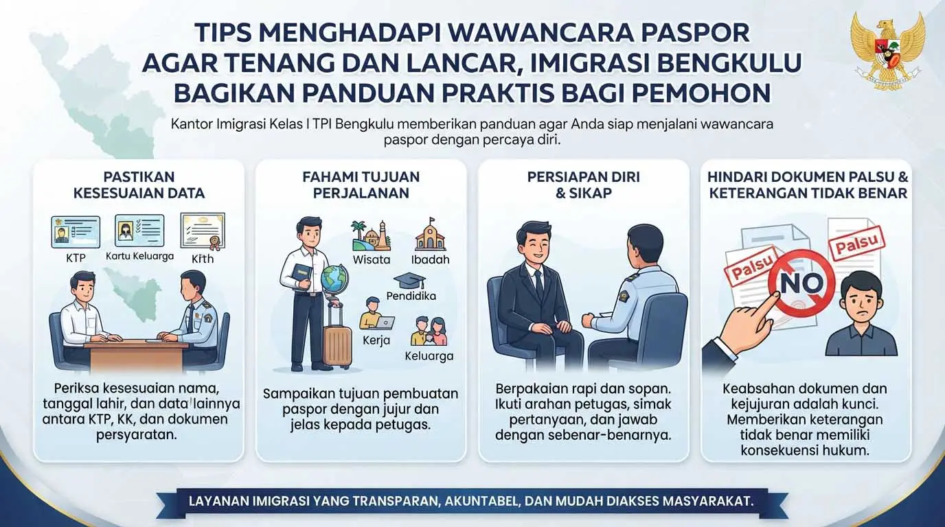 Tips Menghadapi Wawancara Paspor Agar Tenang dan Lancar, Imigrasi Bengkulu Bagikan Panduan Praktis bagi Pemohon